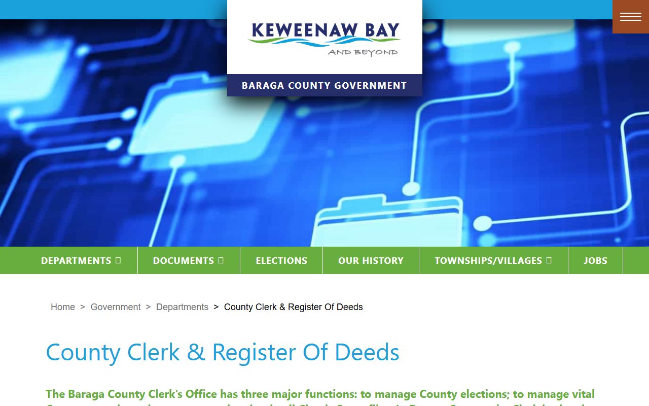 Baraga County Clerk and Register of Deeds office providing death index records in L'Anse Michigan