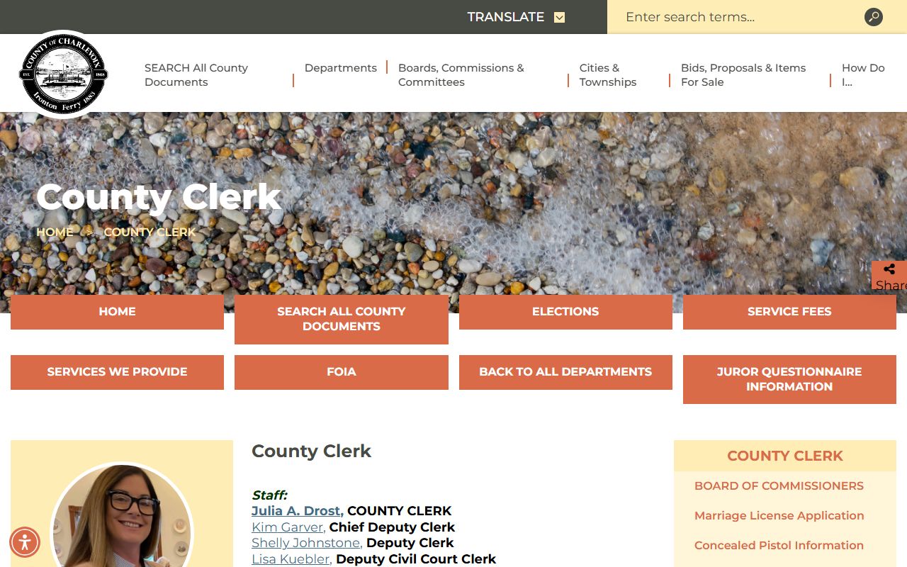 Charlevoix County Clerk office for death index records