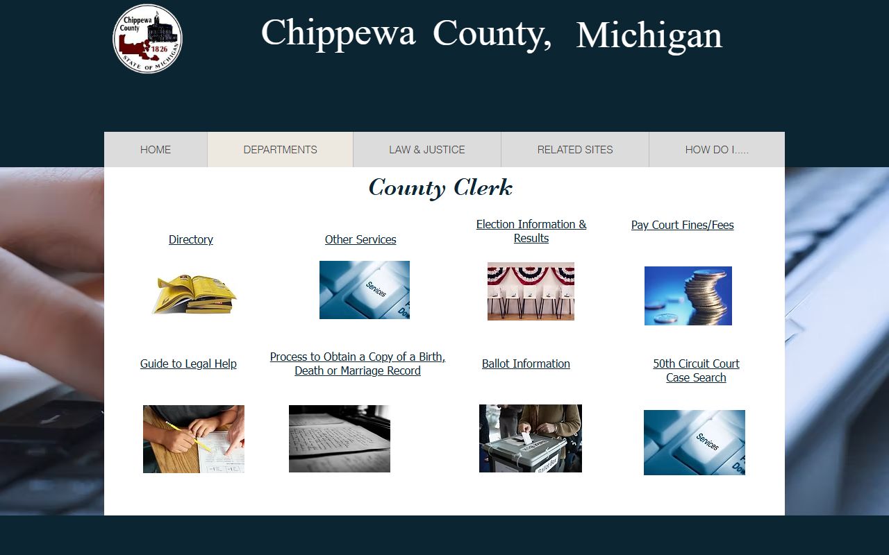 Chippewa County Clerk office for death index and vital records